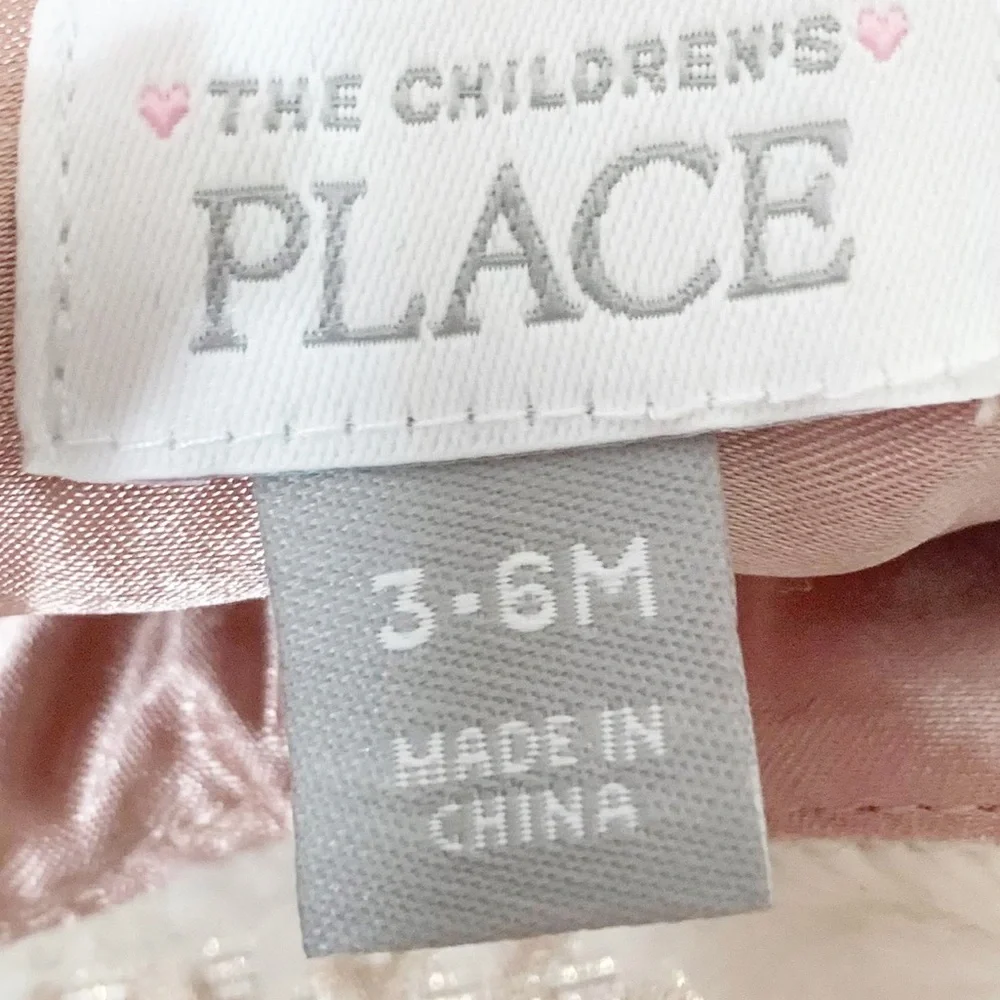 The Children’s Place Girls Blush Metallic Party Dress Faux Fur Collar 3-6 Months
